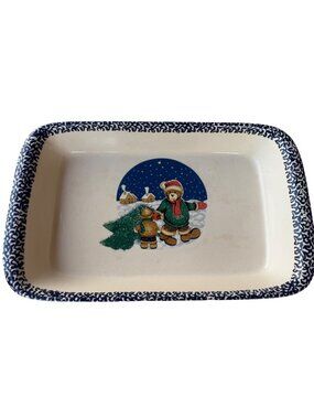 Dolgencorp, Inc. Christmas Tree Bear Holiday Stoneware Casserole Dish (READ)